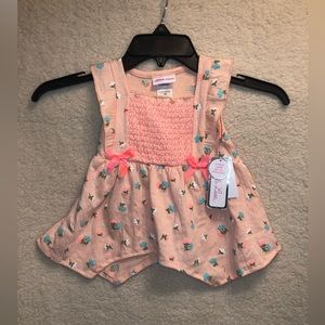 Little Lass infant Pink Floral Dress  Sz 18M (missing the bottoms)